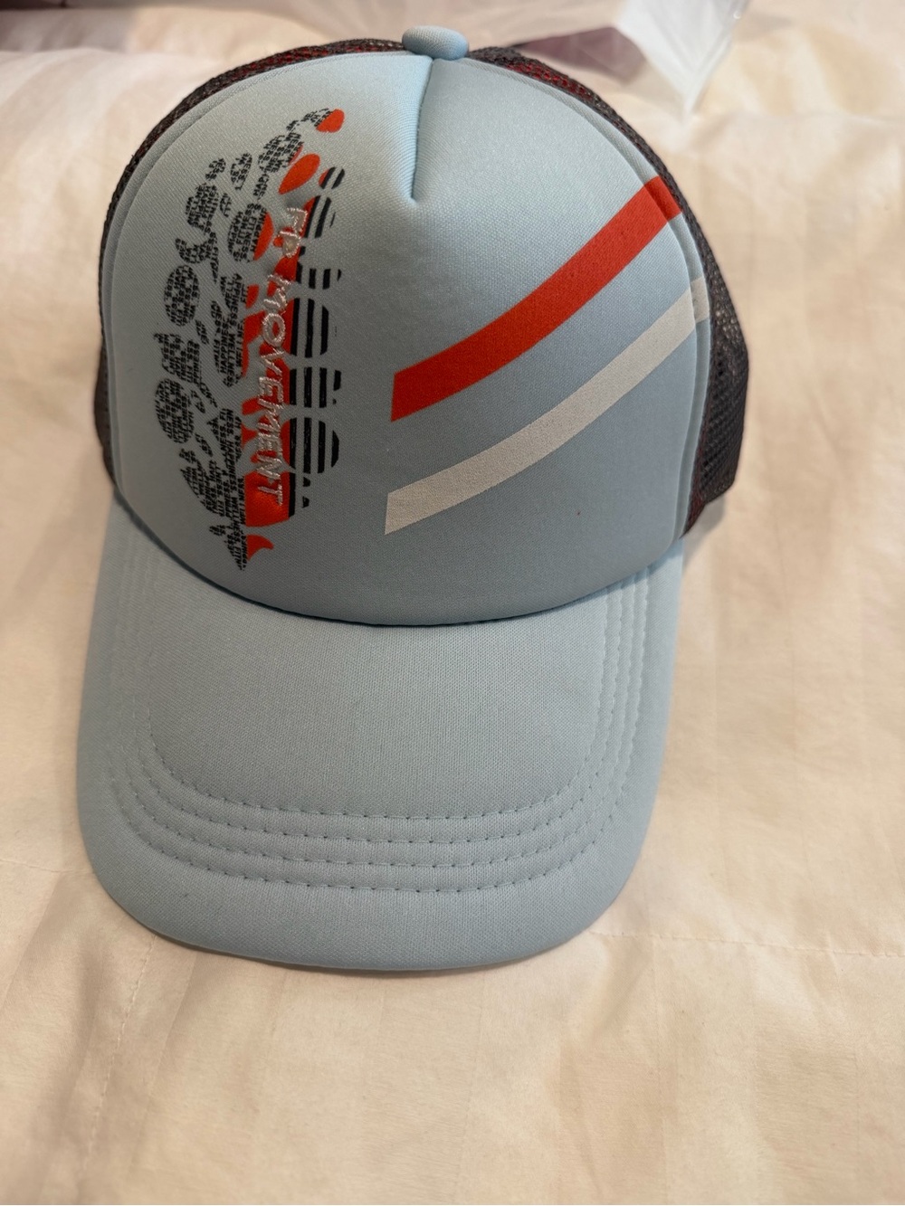 FP Movement by Free People Light Blue & Orange Graphic Mesh Trucker Hat